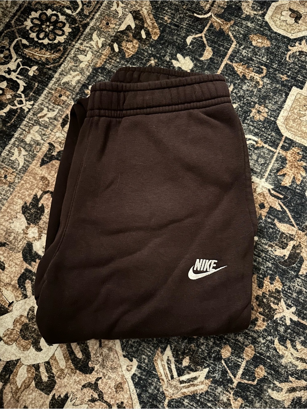 Nike Mens Brown Fleece Sweatpants with Logo